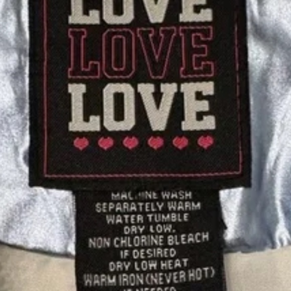 LOVE metallic Holographic light blue Windbreaker hooded Jacket XL - Picture 3 of 4